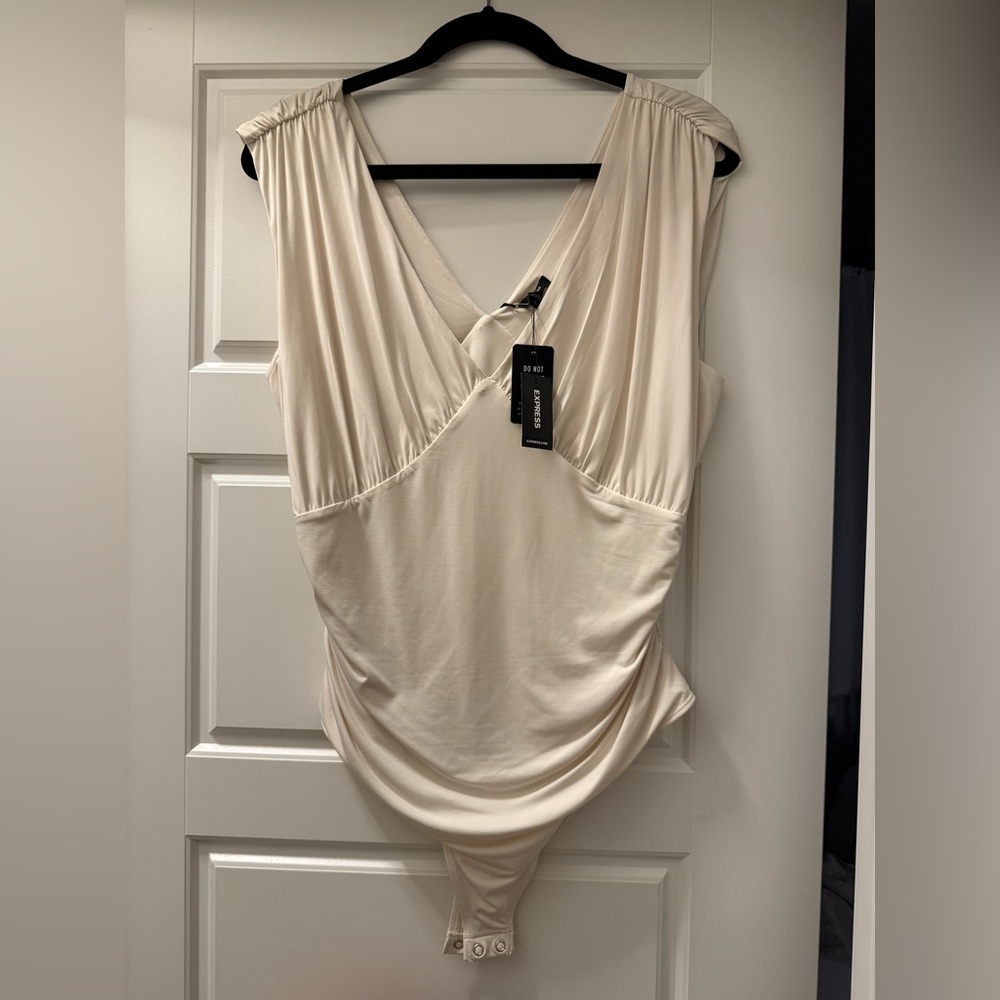 EXPRESS new w/tags Cream Draped Bodysuit - large